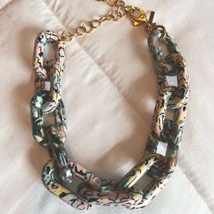 Lele Sadoughi resin chain necklace. Pastel multi-color with gold closure.